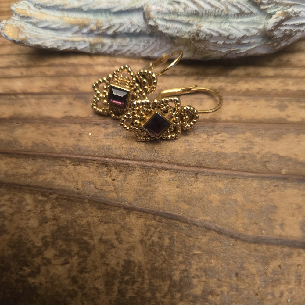 Elegant Gold and Purple Earrings
